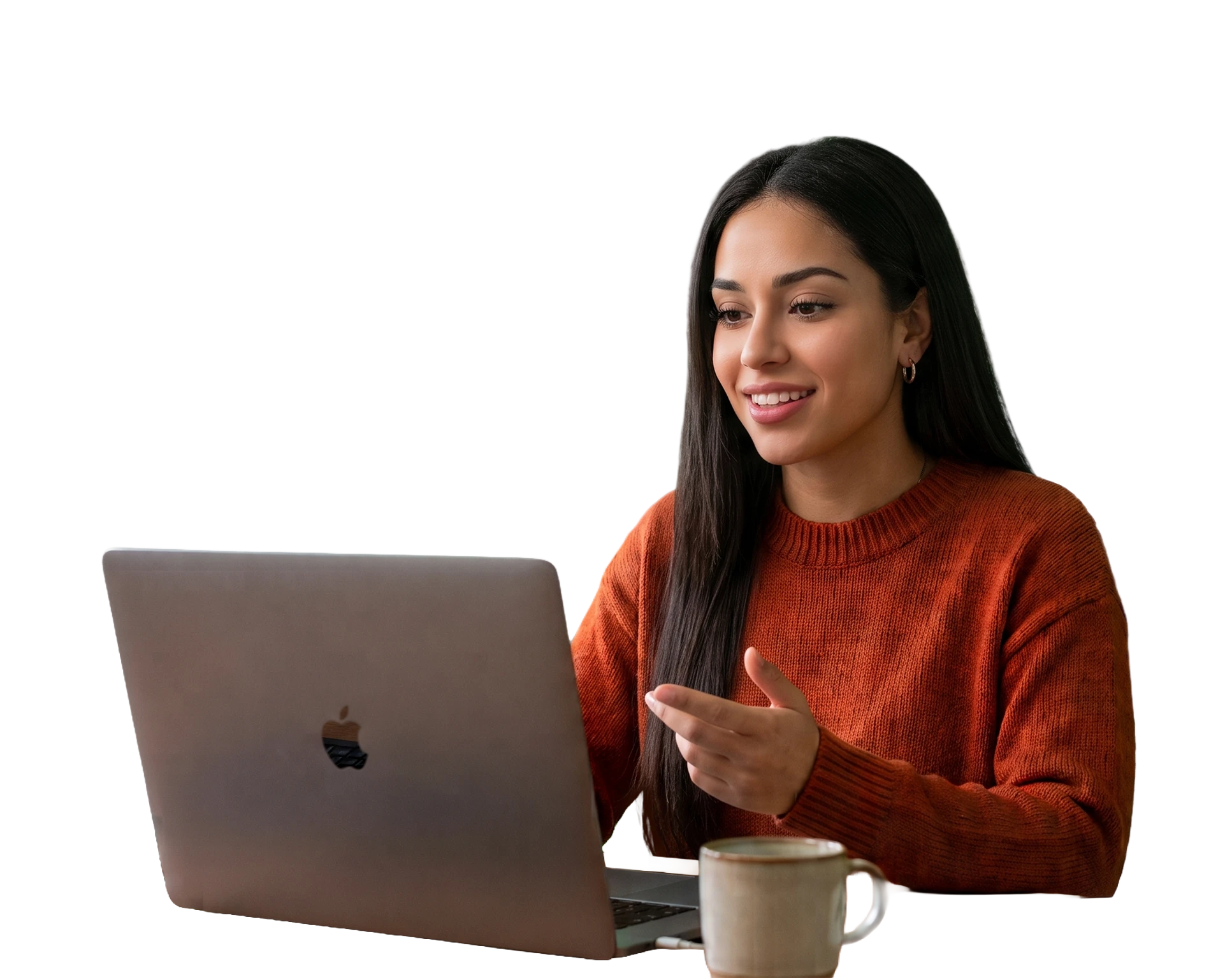 Profesional practicando una conversación por voz con Tu Mentor desde su computador